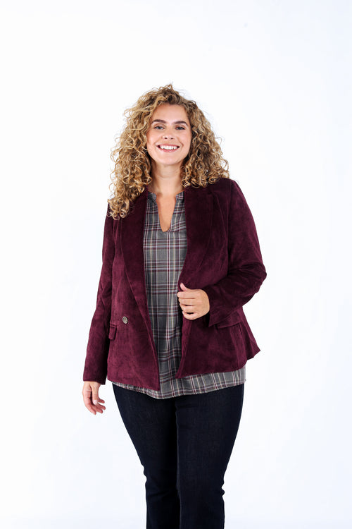 Unifarbener Cordblazer-Paprika-1