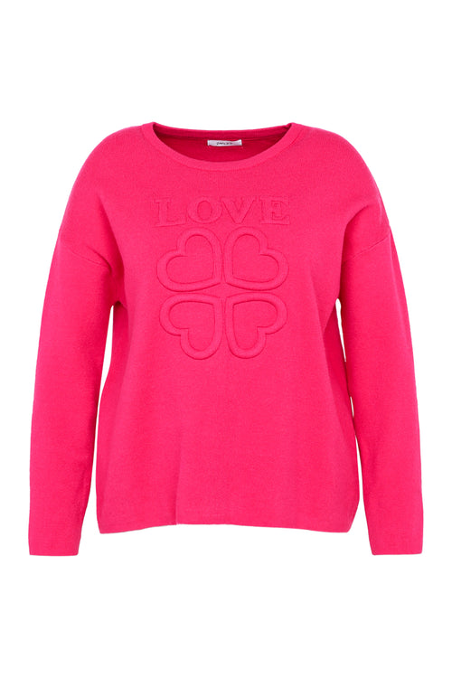 Unifarbener Pullover aus Viskose mit Reliefbuchstaben „LOVE“-Paprika-10