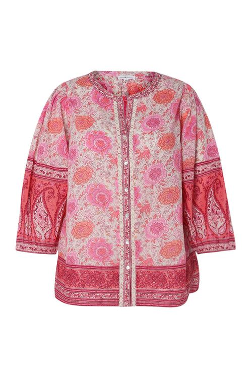 Baumwollbluse mit indischen Blumenmuster-Paprika-10