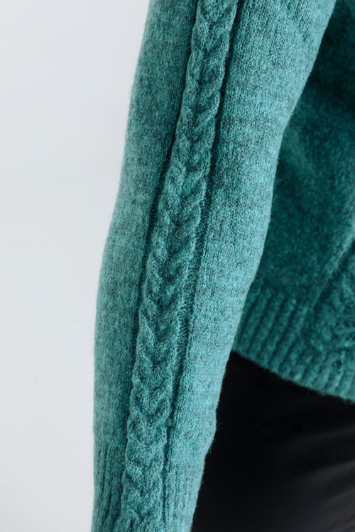 Unifarbener Pullover mit Kabel- und Strassdetails-Paprika-6