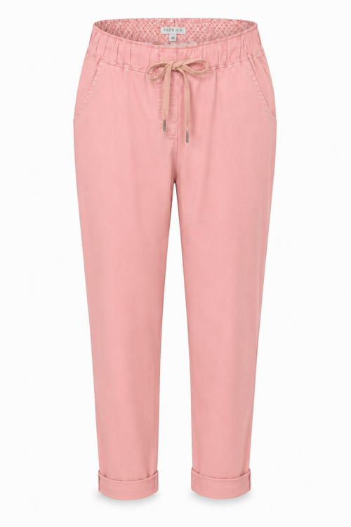 Chino en coton léger uni-Paprika-1