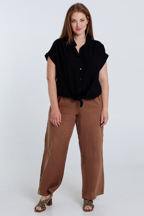 Knotbluse aus einfarbigem Viskose-Paprika-7