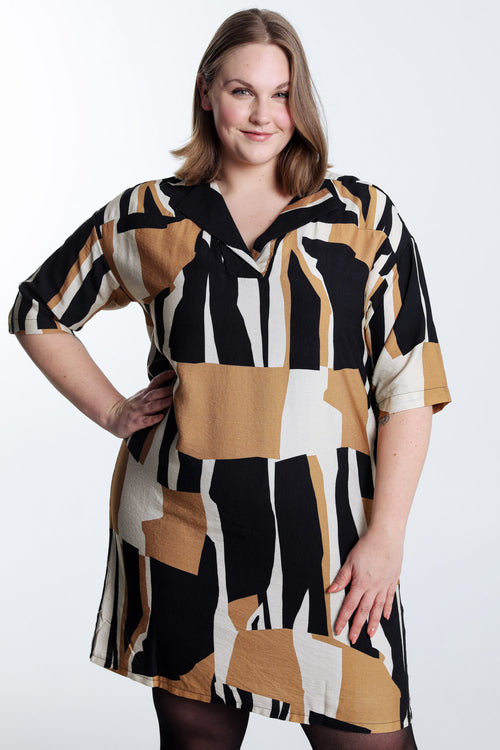 Kleid aus Viskose mit grafischem Druck-Paprika-1