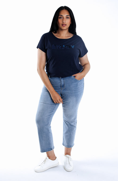 Jeans slim 7/8 Louise avec détail broderie-Paprika-2
