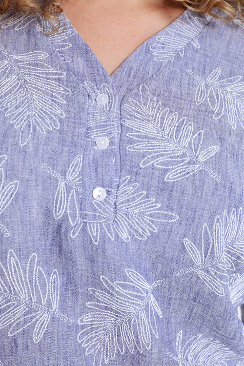 Zweifarbige Bluse mit Blattdetail-Paprika-4