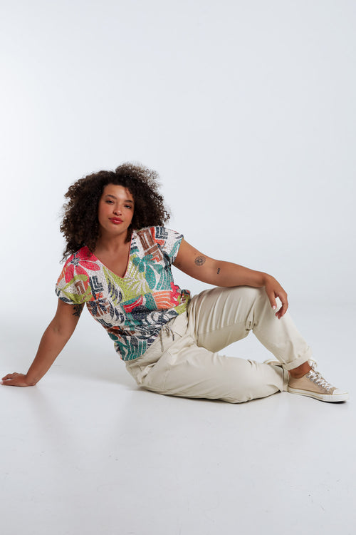 Blumenmuster T-Shirt-Paprika-7