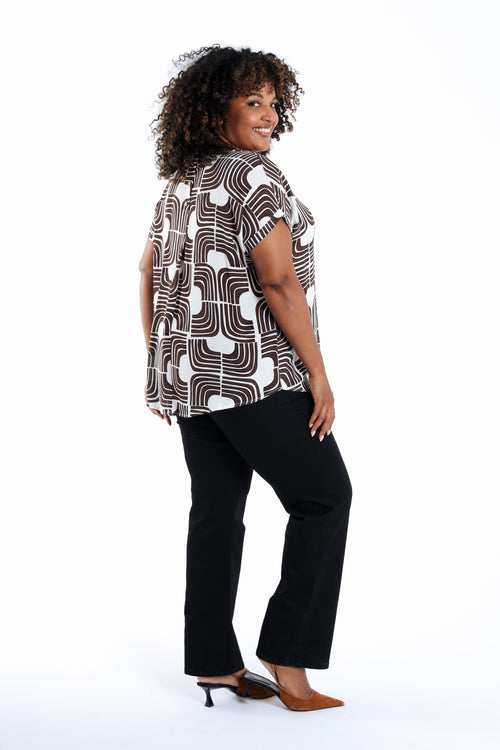 Bluse aus Viskose mit zweifarbigem grafischem Druck-Paprika-2