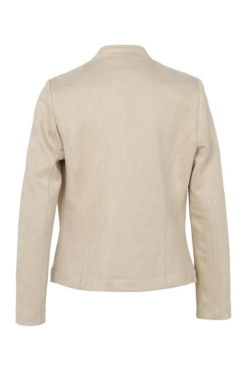 Kurze, unifarbene Motorradjacke in Wildlederoptik-Paprika-11