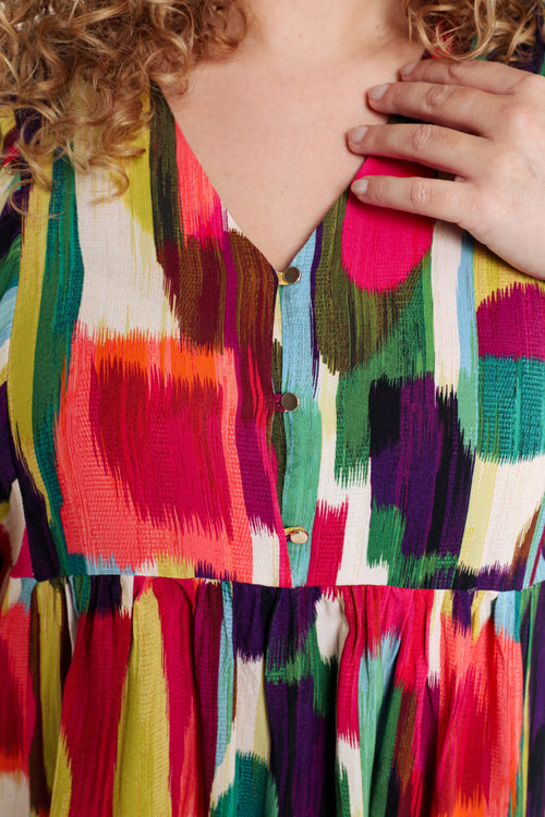 Kleid aus Viskose mit grafischem Muster-Paprika-6