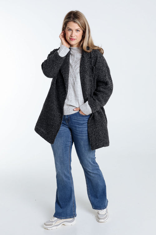 Kurze, unifarbene Jacke aus gesprenkeltem Stoff mit Wolle-Paprika-9