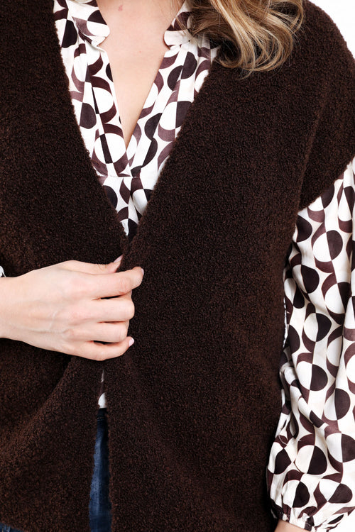 Ärmellose Strickweste aus einfarbigem Bouclé-Strick-Paprika-4