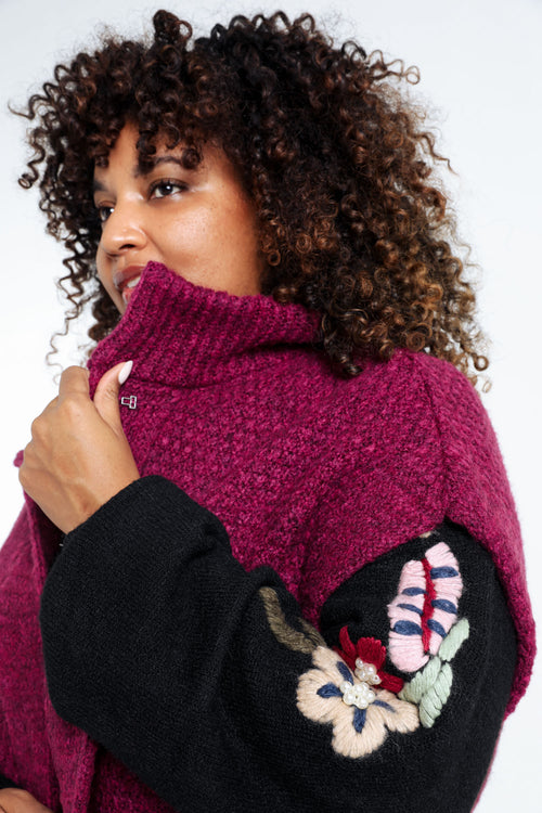 Kurze, unifarbene, ärmellose Strickjacke mit Stehkragen-Paprika-5