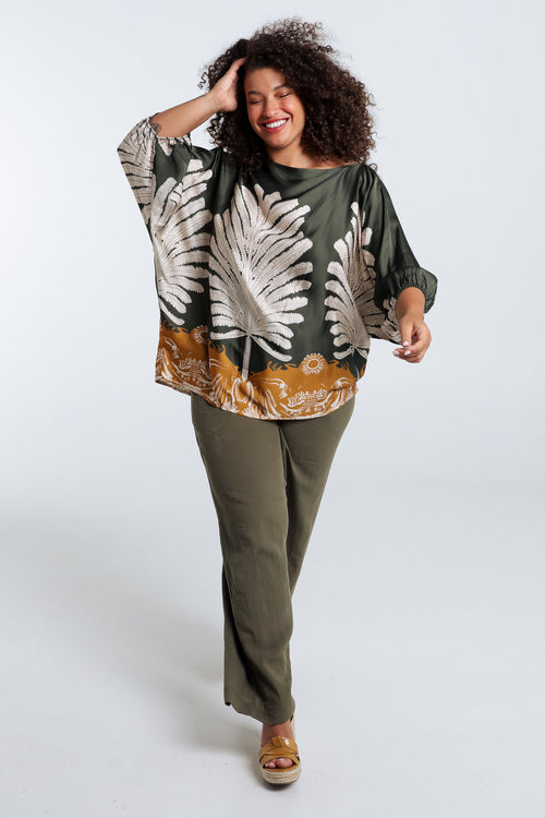 Bluse aus Viskose mit Palmenmuster-Paprika-9
