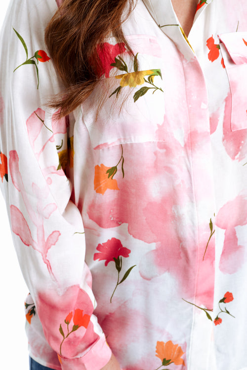 Bluse aus bedrucktem Viskose mit Blumenmuster-Paprika-4