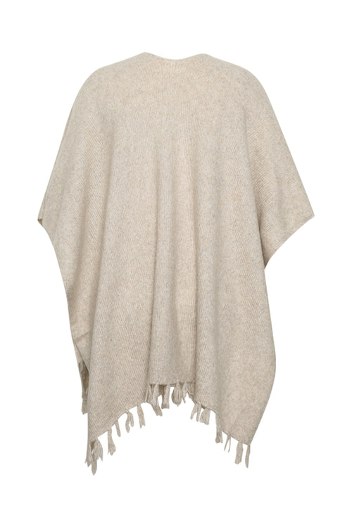 Einfarbiger Poncho mit Fransen-Paprika-1