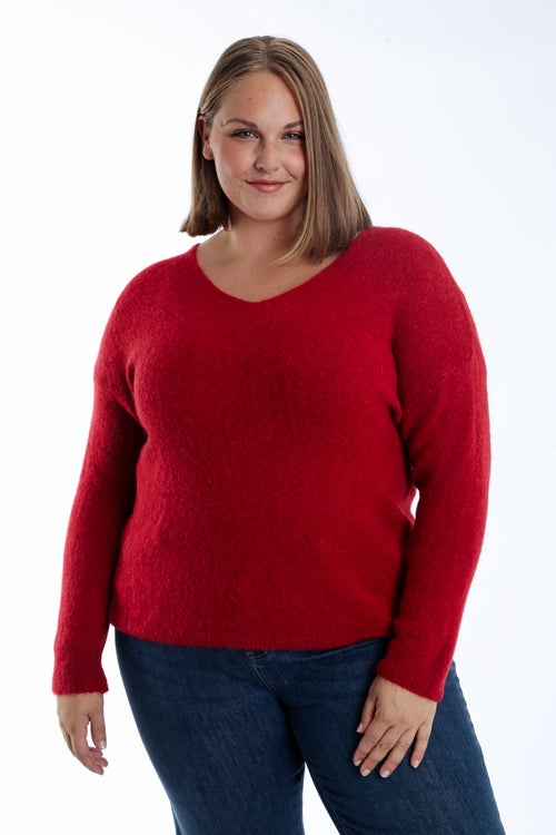 Pullover mit einfarbiger Alpakawolle-Paprika-1
