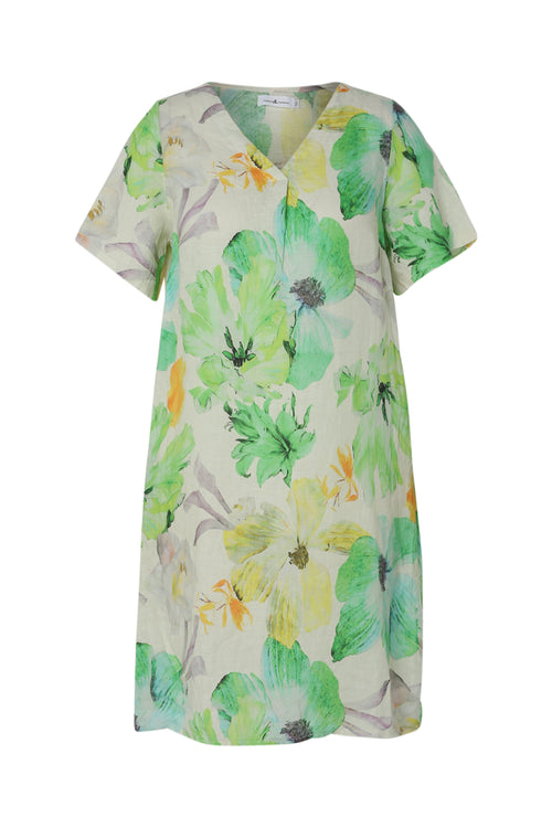 Leinenkleid mit Blumenmuster-Paprika-10