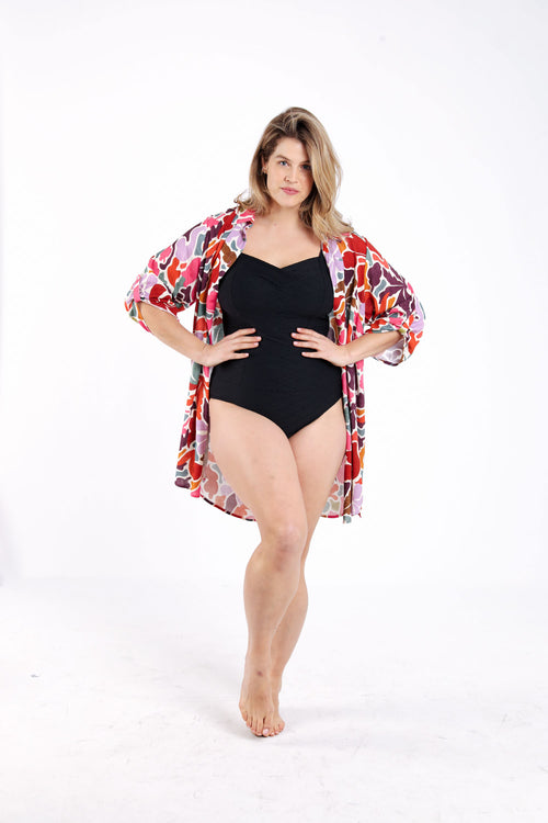 Maillot de bain maille relief dessin graphique ton sur ton-Paprika-9