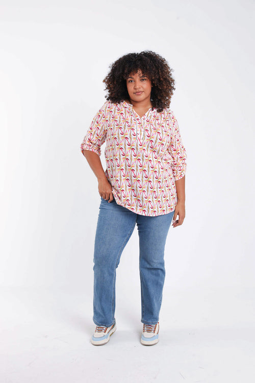 Baumwoll- und Viskosehemd mit Palmenprint-Paprika-9