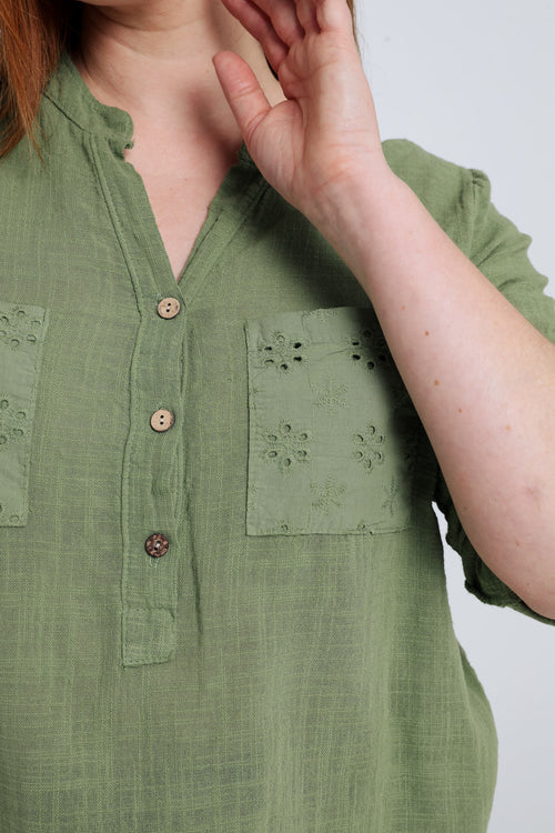 Bluse aus einfarbigem Baumwollvoile-Paprika-3