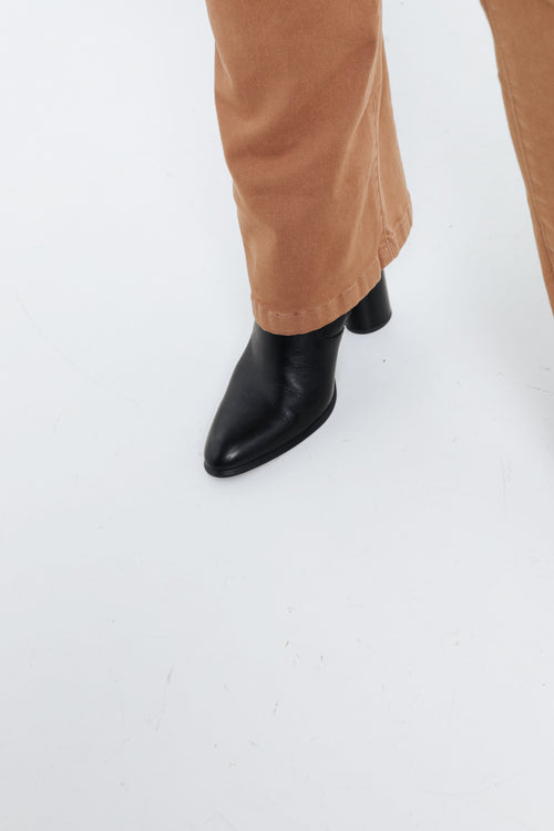 Unifarbene Schlaghose mit Gürtel-Paprika-5