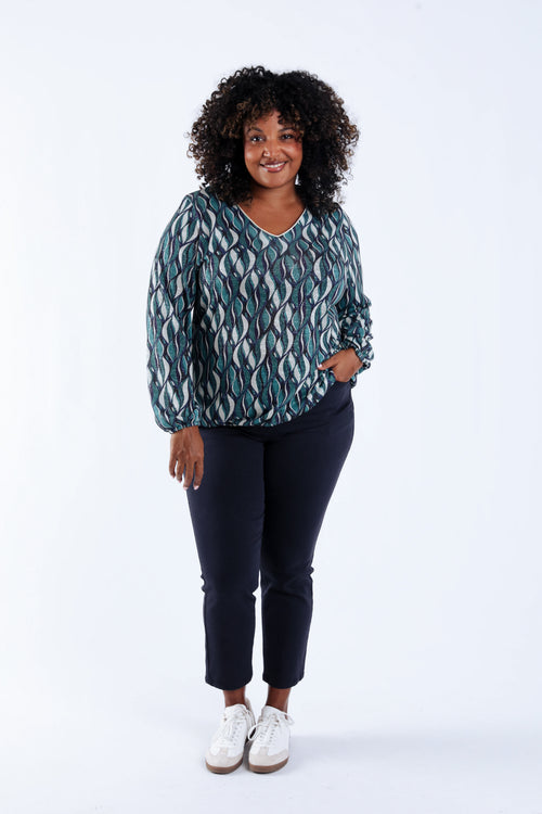 Bluse aus warmem Strick mit grafischem Print-Paprika-5