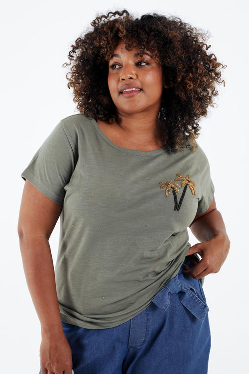 T-shirt aus Baumwolle mit Palmen aus Pailletten-Paprika-3