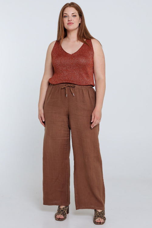 Einfarbiger Mesh-Top mit Lurex-Paprika-9