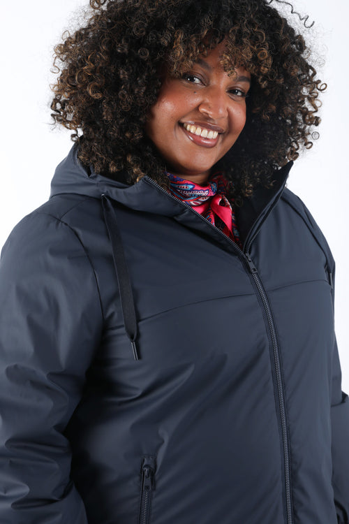 Leichter einfarbiger Midilanger Parka-Paprika-4