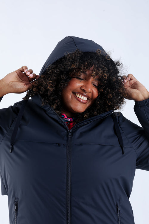 Leichter einfarbiger Midilanger Parka-Paprika-5