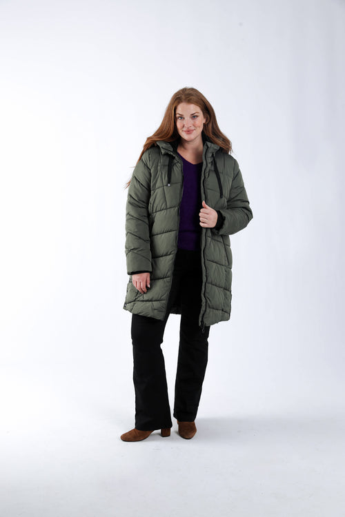 Uni langer Daunenmantel-Paprika-10