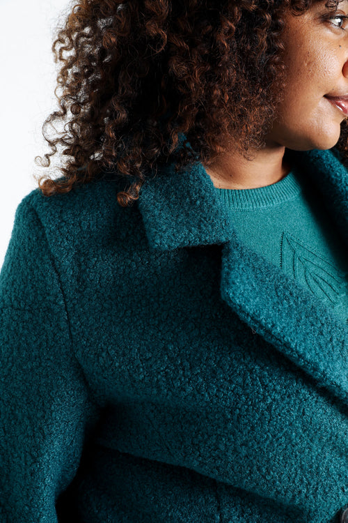 Manteau mi-long uni maille bouclette-Paprika-6