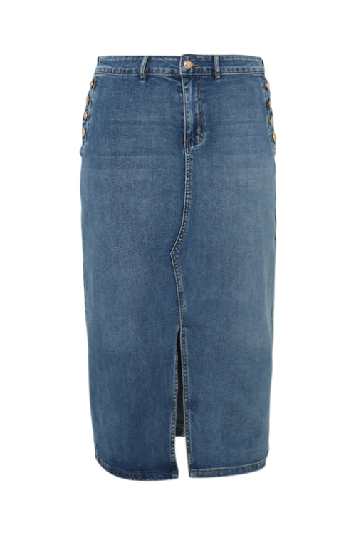 Jeansrock mit Schlitz und Knöpfen-Paprika-10