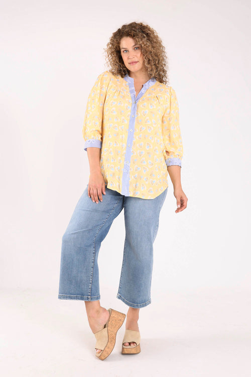 Bedruckte Viskosebluse mit Blumen und Streifen-Paprika-8