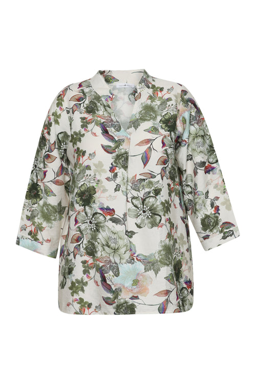 Bluse aus bedrucktem Viskose mit Blumenmuster-Paprika-9