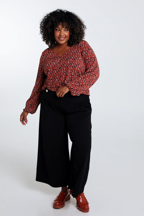 Gerade geschnittenes Top mit Kreismuster-Paprika-7