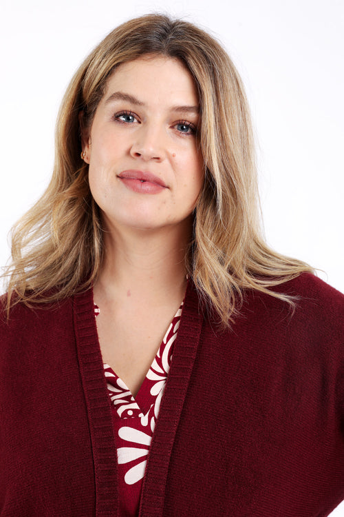 Langer Cardigan aus einfarbiger Viskose-Paprika-1