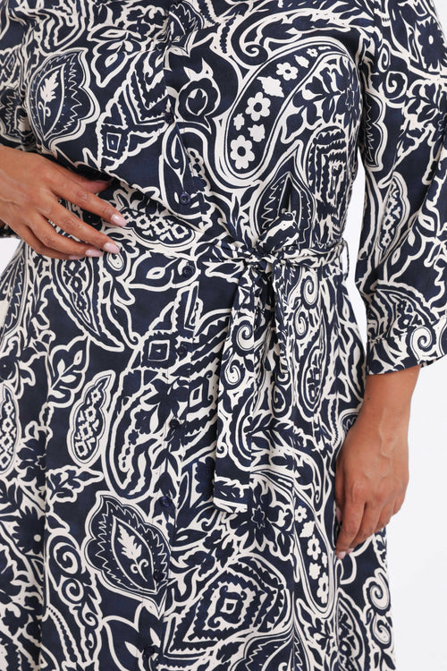 Robe chemise en viscose imprimé cachemire-Paprika-4