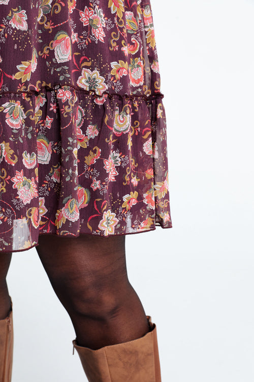 Rüschenkleid mit Blumendruck-Paprika-4