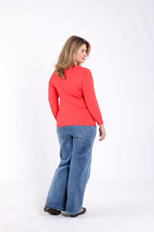 Pullover aus einfarbiger Viskose-Paprika-1