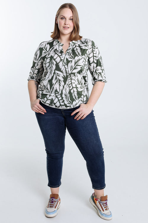  T-Shirt mit Blätter-Print-Paprika-8