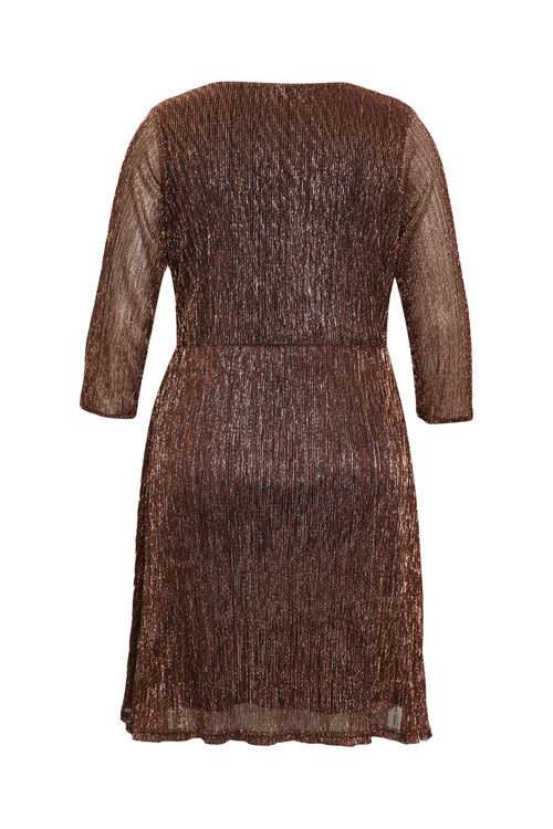 Robe plissée unie avec lurex-Paprika-11