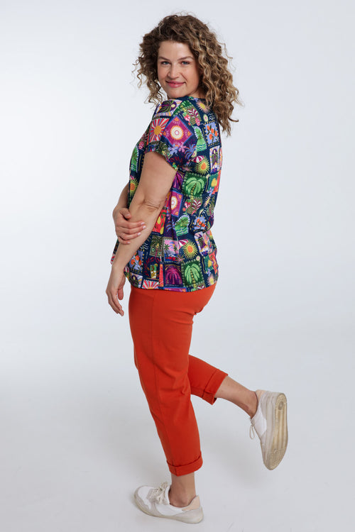 Druck-T-Shirt mit Dschungel- und Tropenmuster-Paprika-2