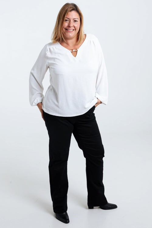 Unifarbenes T-Shirt mit Lurex und Schmuckbesatz-Paprika-9