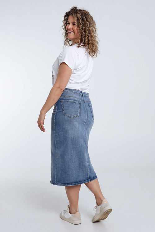 Jeansrock mit Schlitz und Knöpfen-Paprika-2