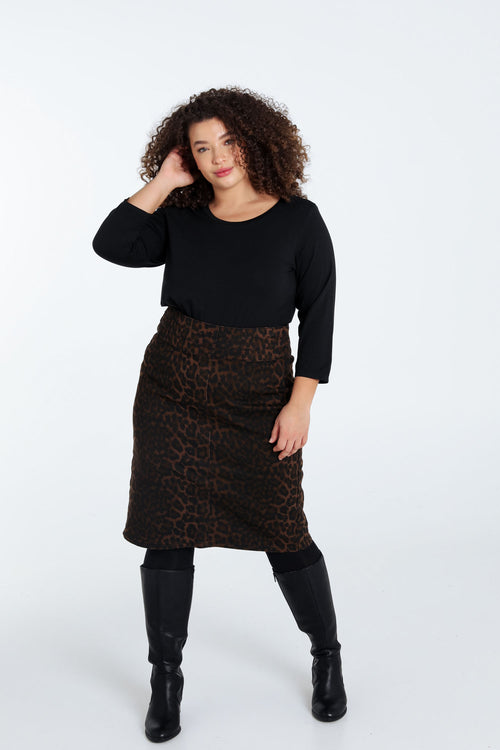 Kurzer, gerade geschnittener Rock mit Leopardenmuster-Paprika-8