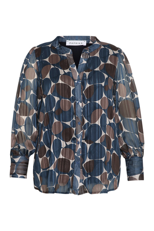 Blouse imprimé ronds avec foil-Paprika-1