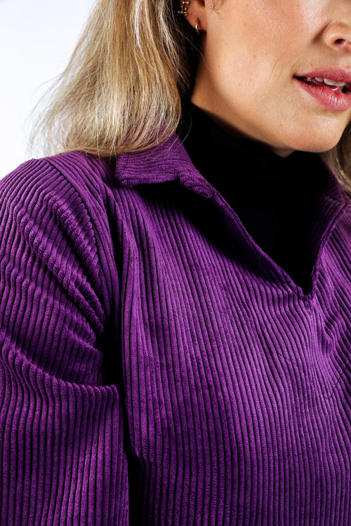 Einfarbiges Kleid aus Cord-Paprika-4