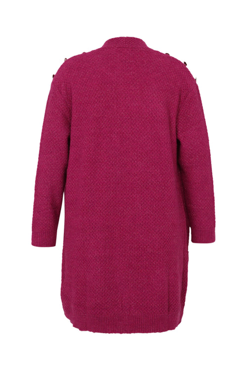 Langer, unifarbener Cardigan mit Schalkragen und Zierknöpfen-Paprika-11
