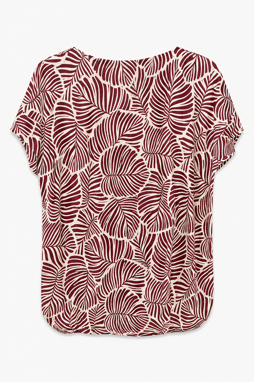 T-shirt en maille froide imprimé feuilles-Paprika-2